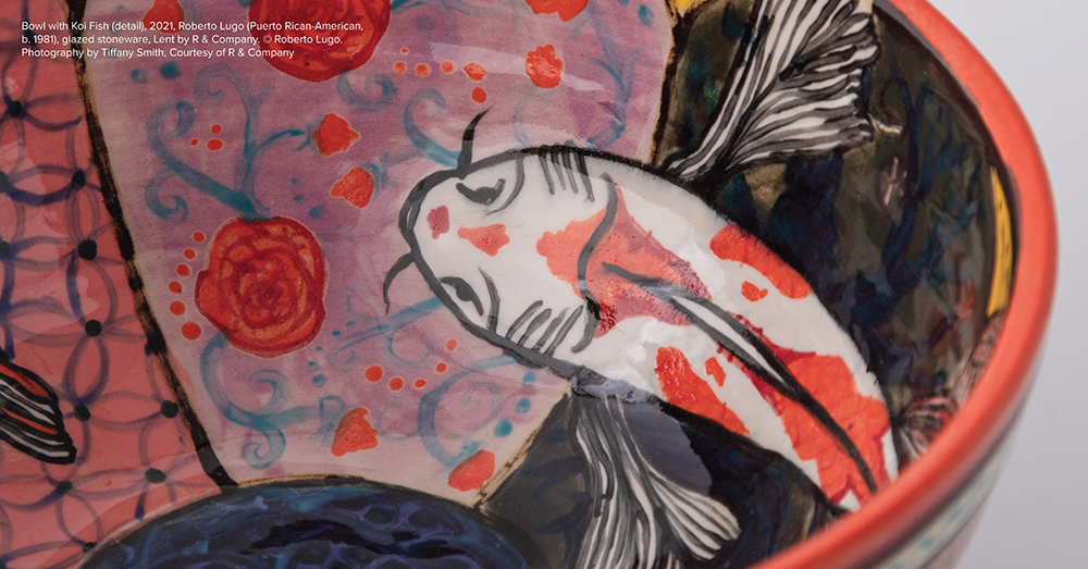 Close up of Roberto Lugo piece